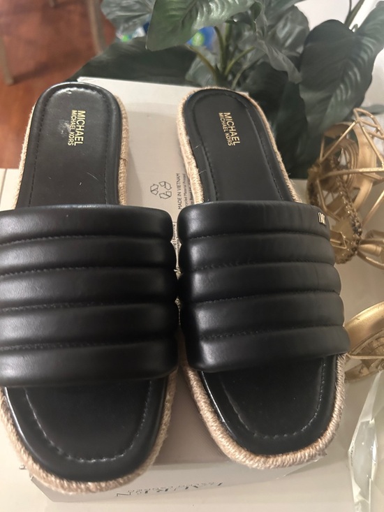 Michael Kors Shoes - Michael Kors Black Quilted Espadrille Slide with Rope Trim